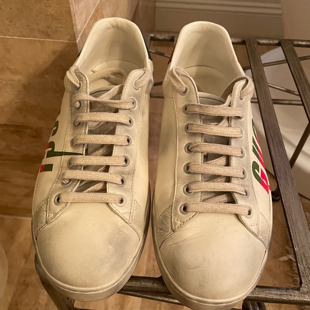 Gucci Ace Blade distressed sneakers